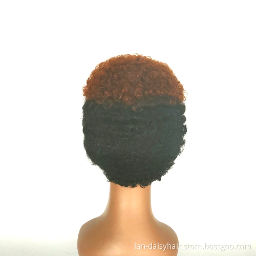 Hair Brazilian Short Machine Made Wig Afro Kinky Curly Wig  Ombre1B/30# Human Hair Wigs For Black Women